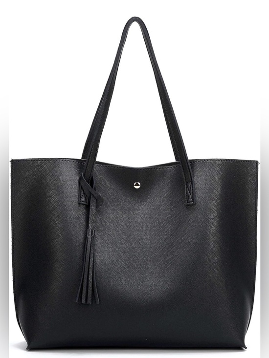 Handbags - Classic Black Tote Bag With Small Pouch